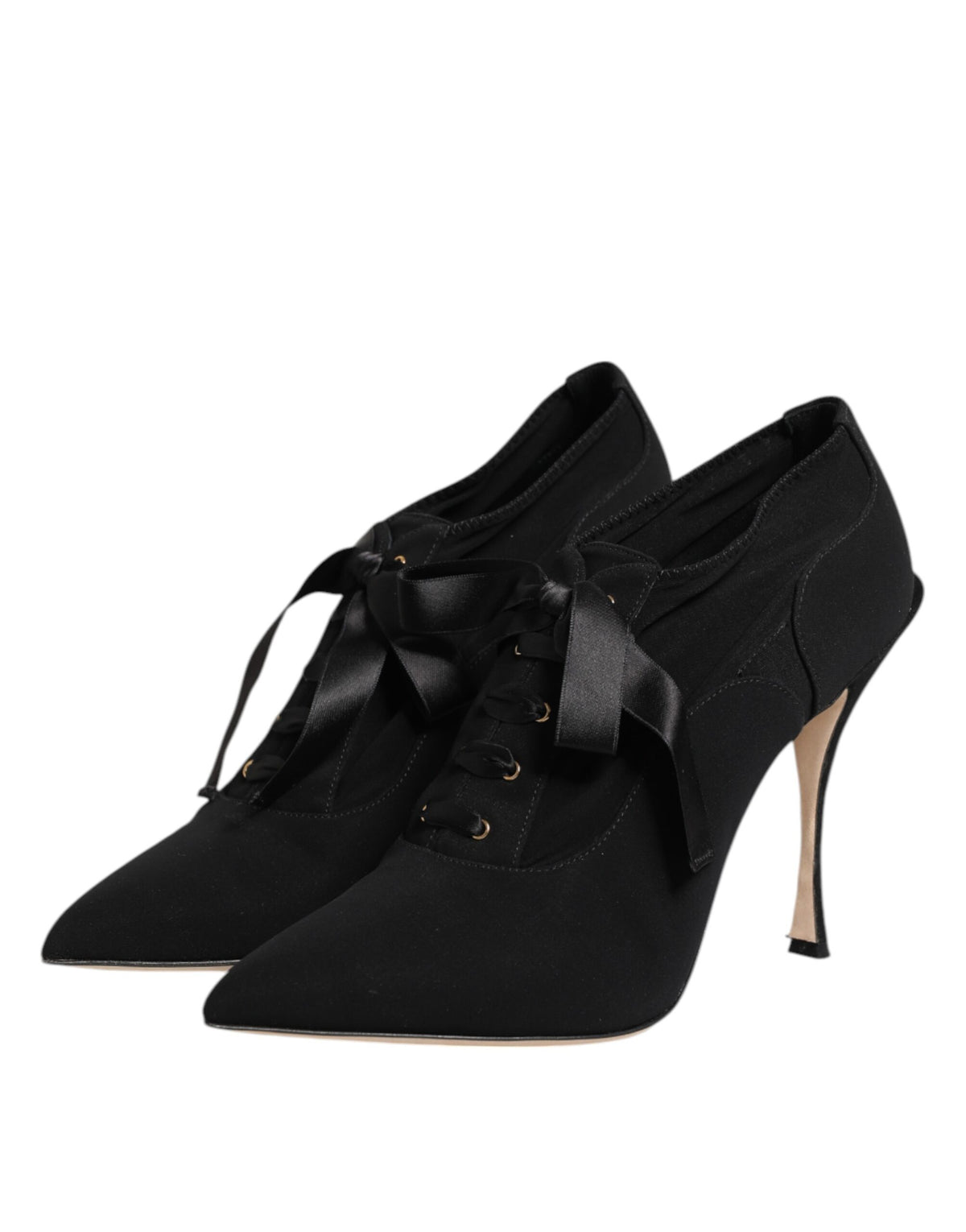 Dolce & Gabbana Black Lace Up Stiletto Heels Pumps Shoes