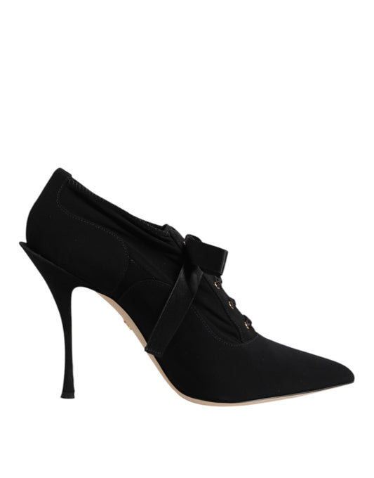 Dolce & Gabbana Black Lace Up Stiletto Heels Pumps Shoes