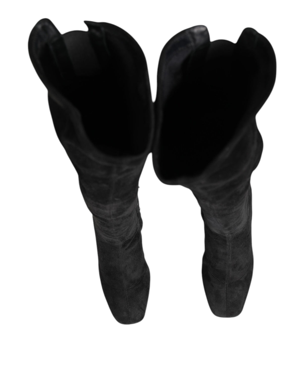 Dolce & Gabbana Black Suede Leather Knee High Boots Shoes