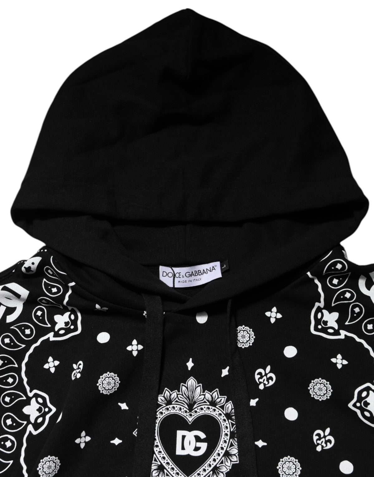 Dolce & Gabbana Black Bandana Hooded Men Sweatshirt Sweater