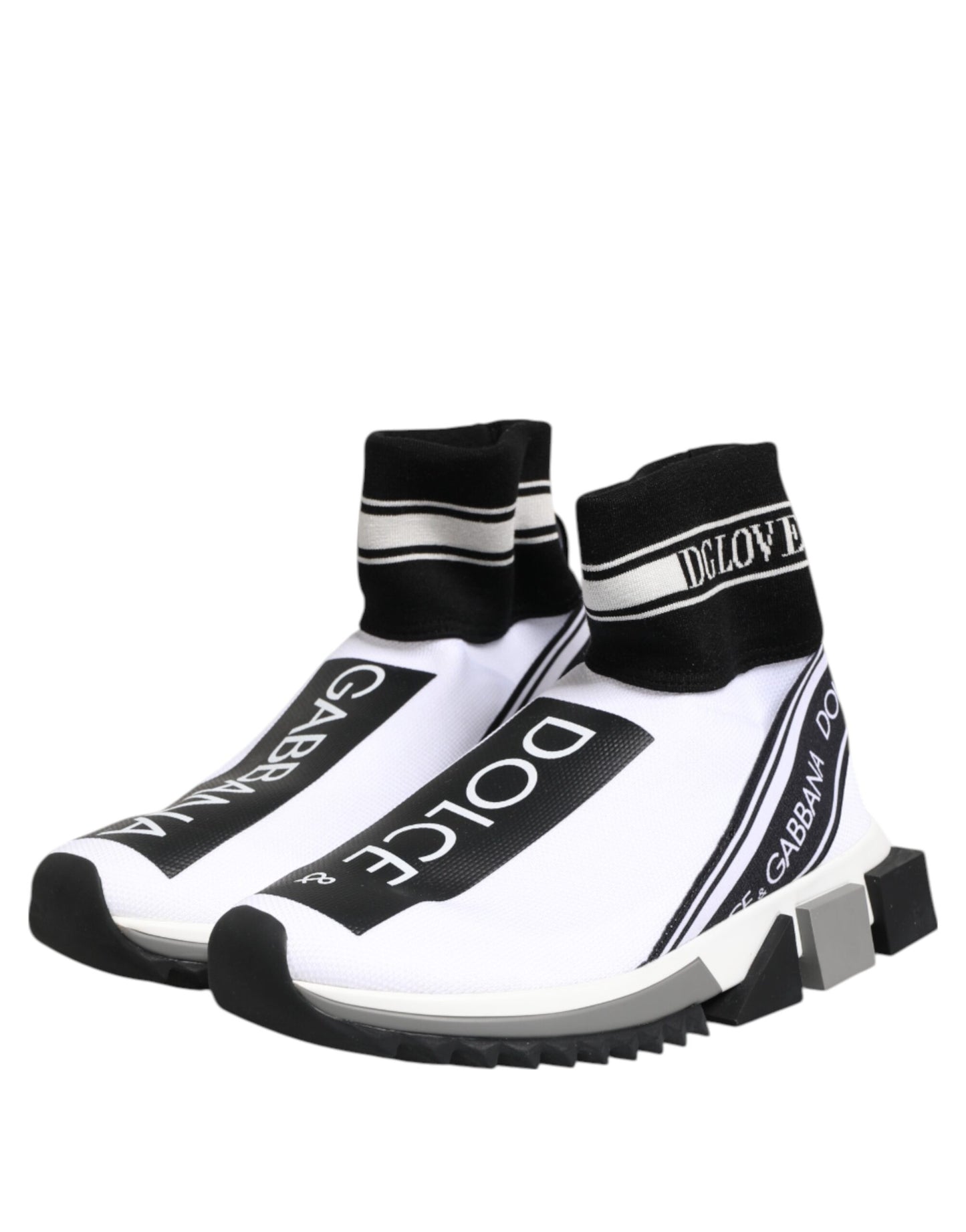 Dolce & Gabbana White Black Sorrento Socks Sneakers Shoes