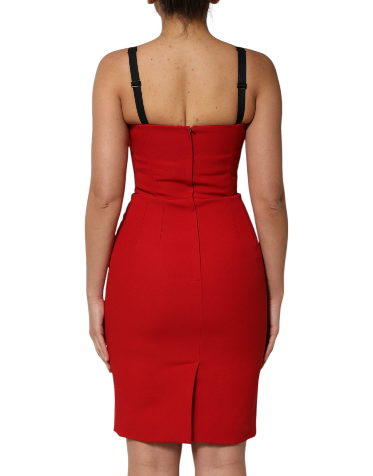Dolce & Gabbana Red Stretch Bodycon Sheath Knee Length Dress