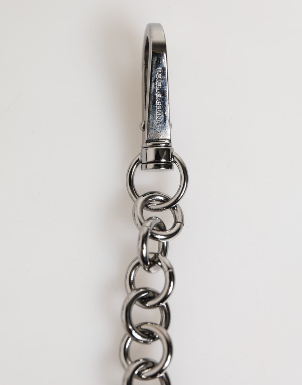 Dolce & Gabbana Black White DG Rubber Logo Silver Men Keychain Keyring