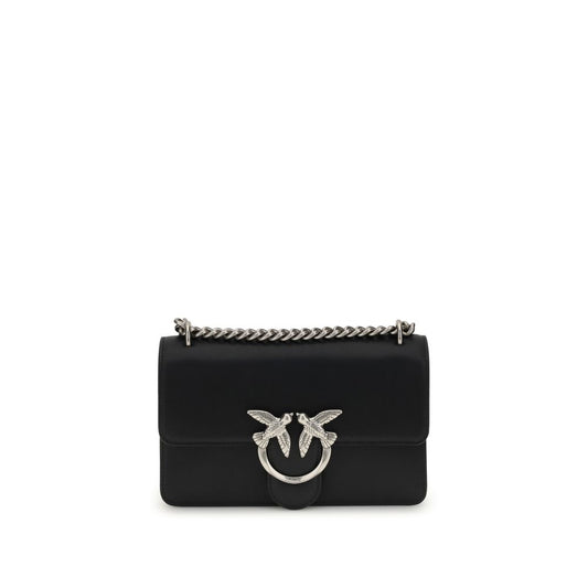 PINKO Black Calf Leather Bos Taurus Shoulder Bag