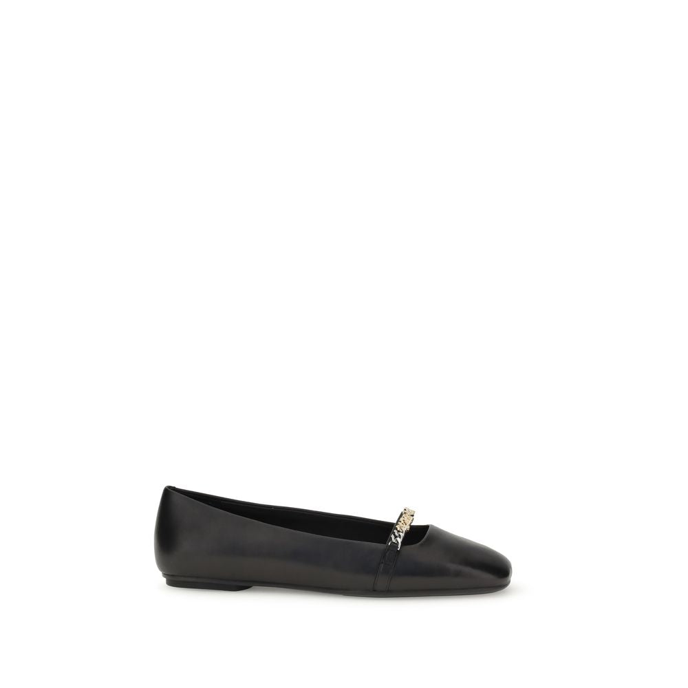 PINKO Black Calf Leather Bos Taurus Ballet Flats