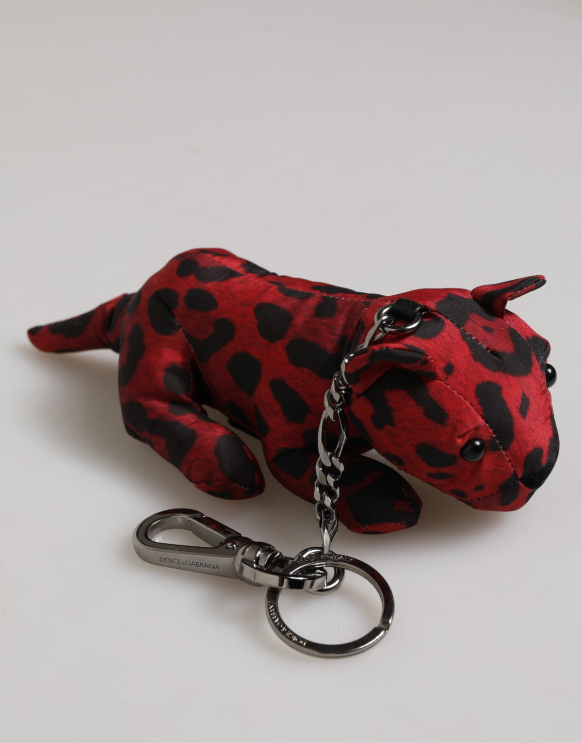 Dolce & Gabbana Red Black Polyester Animal Silhouette Bag Keychain Keyring