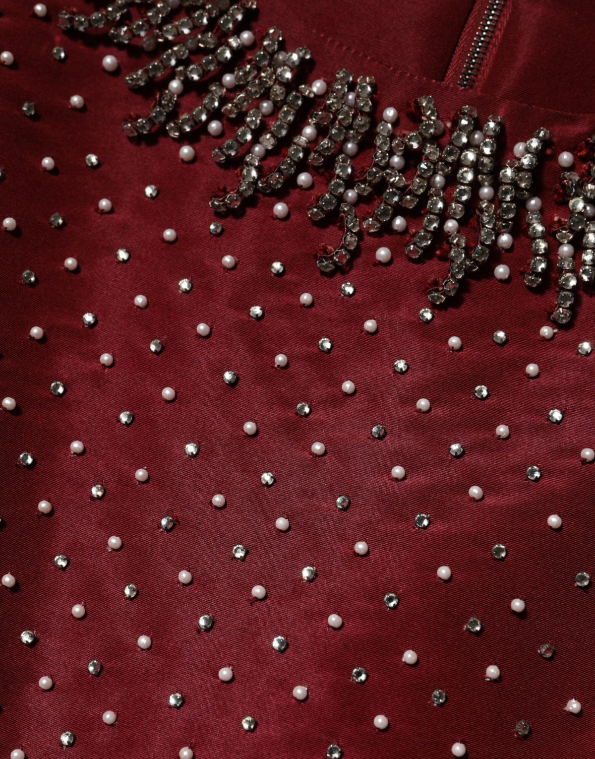 Dolce & Gabbana Burgundy Silk Beaded Evening Gown Dress
