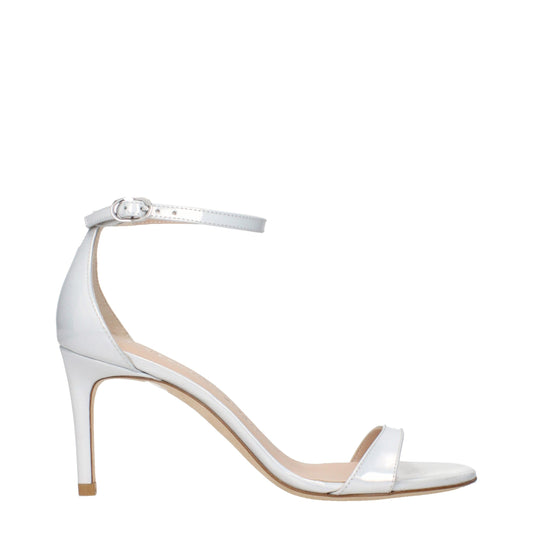 Stuart Weitzman White Leather Stiletto Heel Sandals