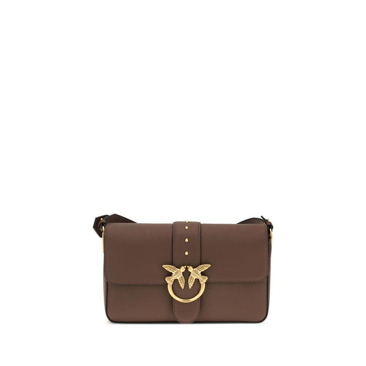 PINKO Brown Calf Leather Bos Taurus Shoulder Bag
