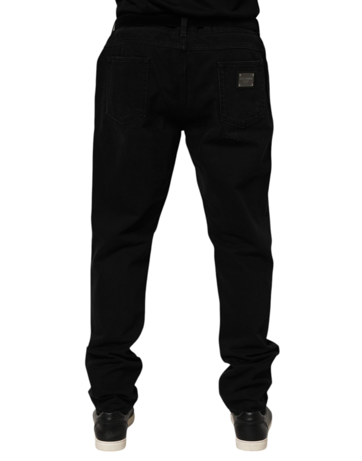 Dolce & Gabbana Black Cotton Regular Denim Men Trouser Jeans
