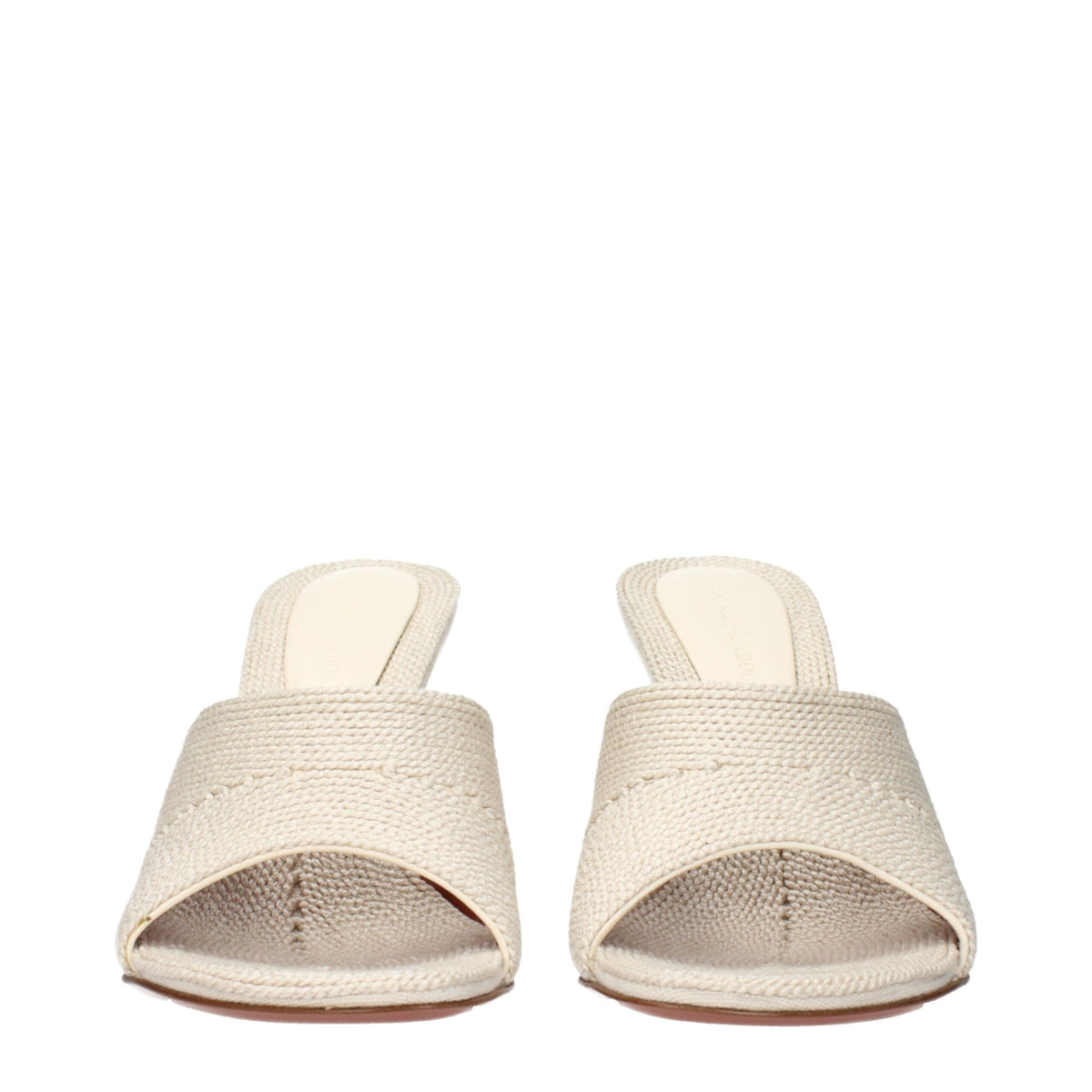 Amina Muaddi Beige Fabric Slippers