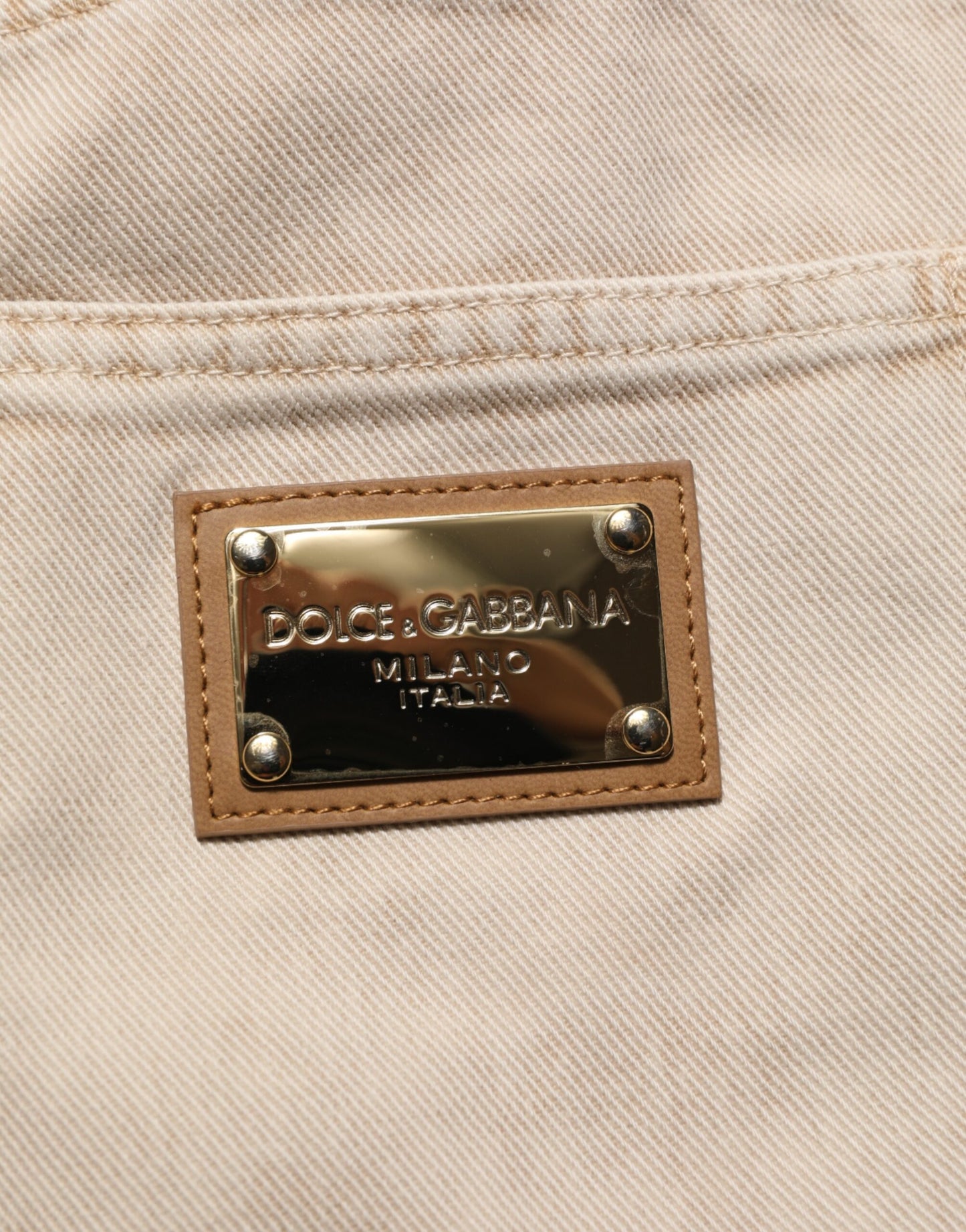Dolce & Gabbana Beige Cotton Straight Denim Trouser Jeans