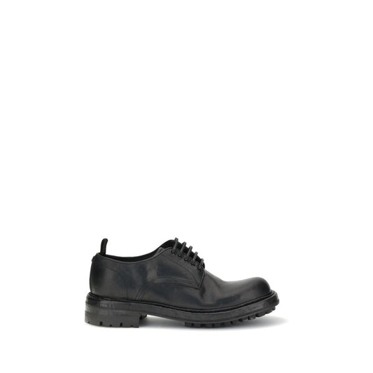 Dolce & Gabbana Black Calf Leather Bos Taurus Oxfords And Derbies