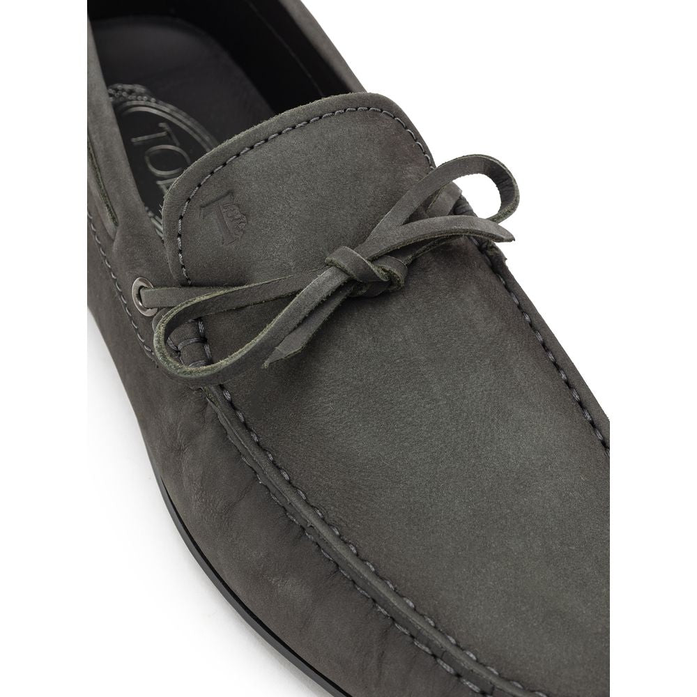Tod's Gray Nubuc Leather Moccassin
