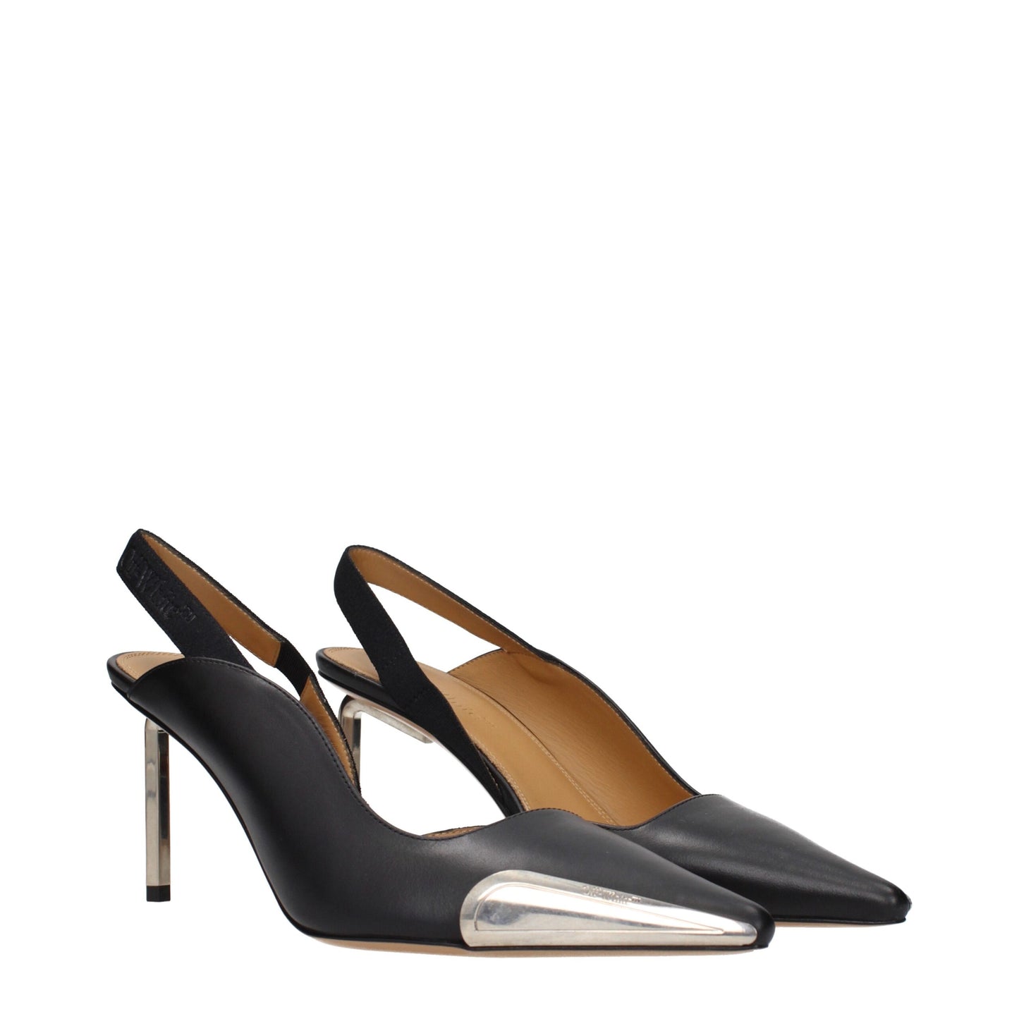 Off-White Black Leather High Heel Pumps