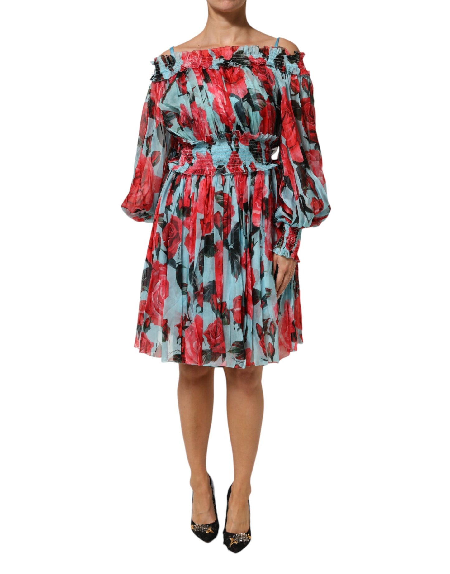 Dolce & Gabbana Multicolor Romantic Floral Silk Chiffon Dress