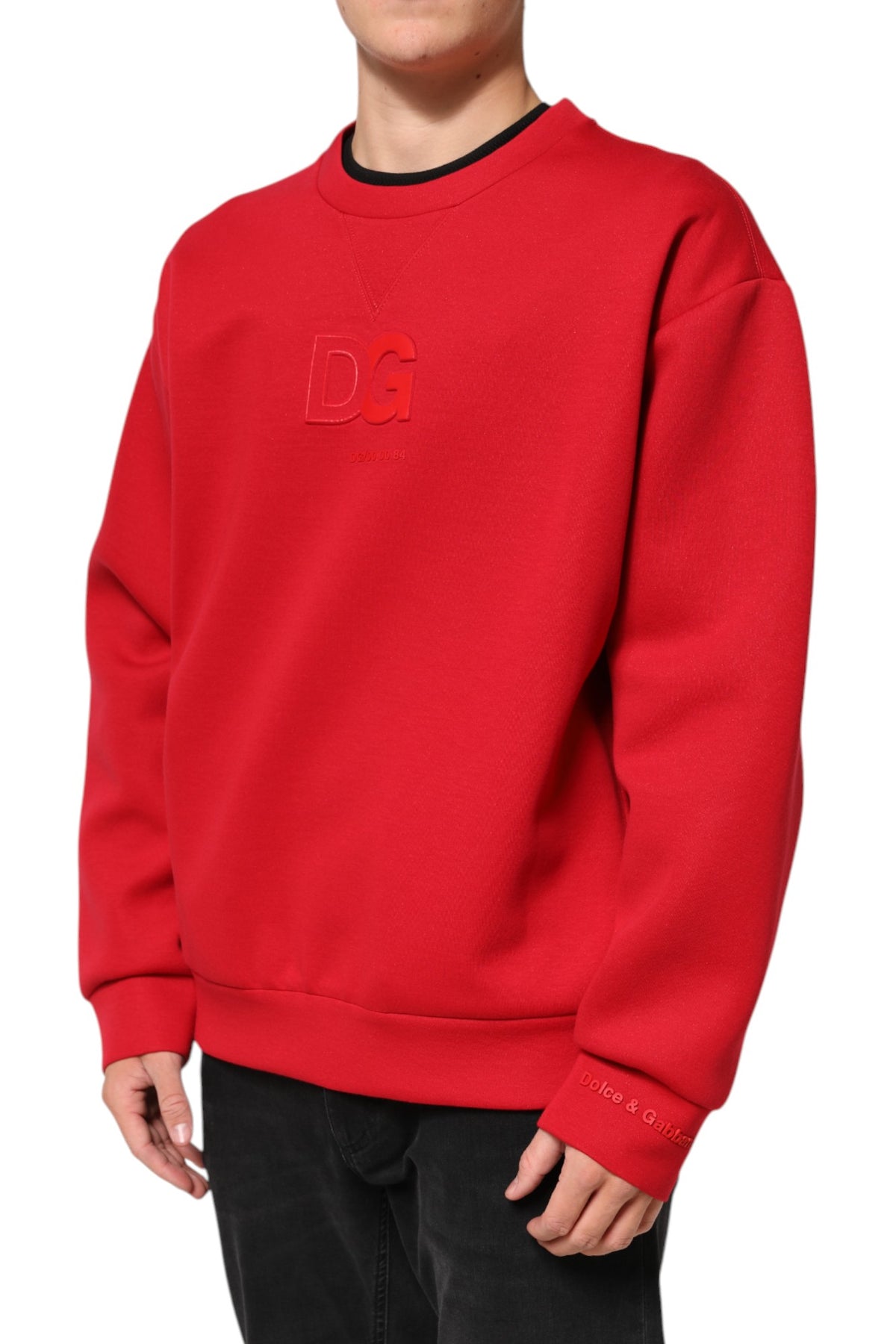 Dolce & Gabbana Red DG Logo Crew Neck Men Sweatshirt Sweater
