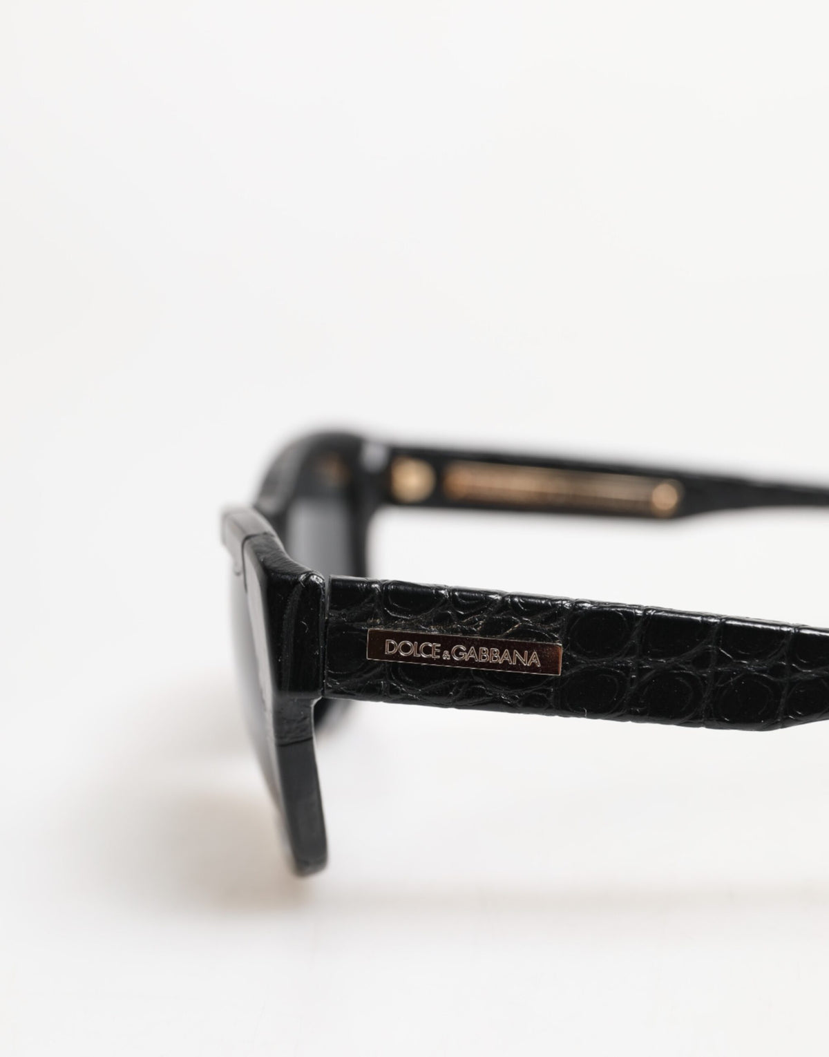 Dolce & Gabbana DG4177 Black Leather Frame Tinted Lens Sunglasses
