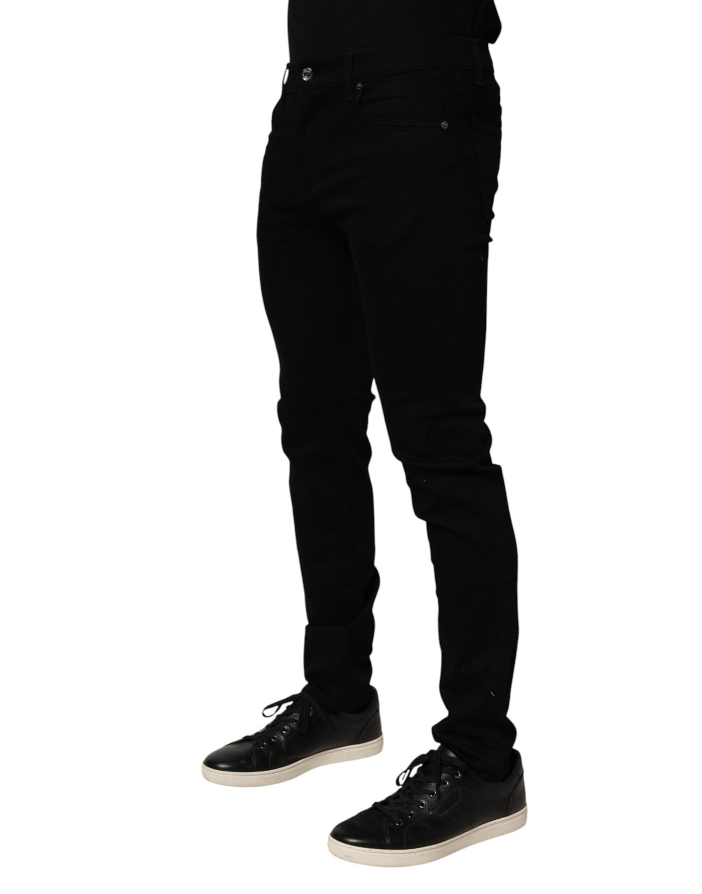 Dolce & Gabbana Black Cotton Stretch Slim Fit Men Denim Jeans