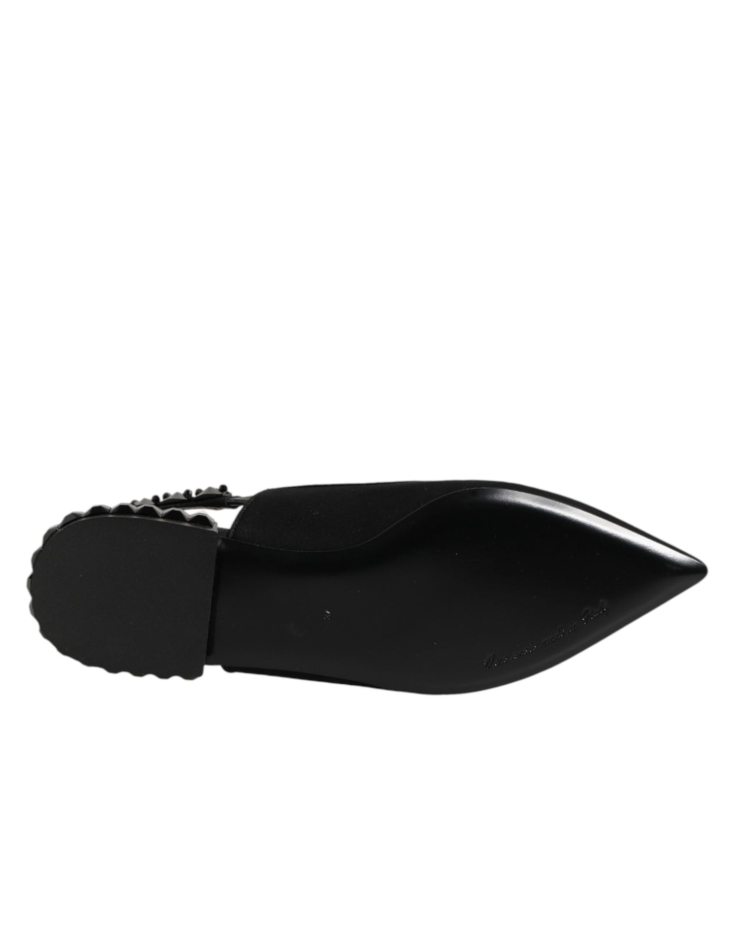 Dolce & Gabbana Black Crystal Charmeuse Slingback Shoes
