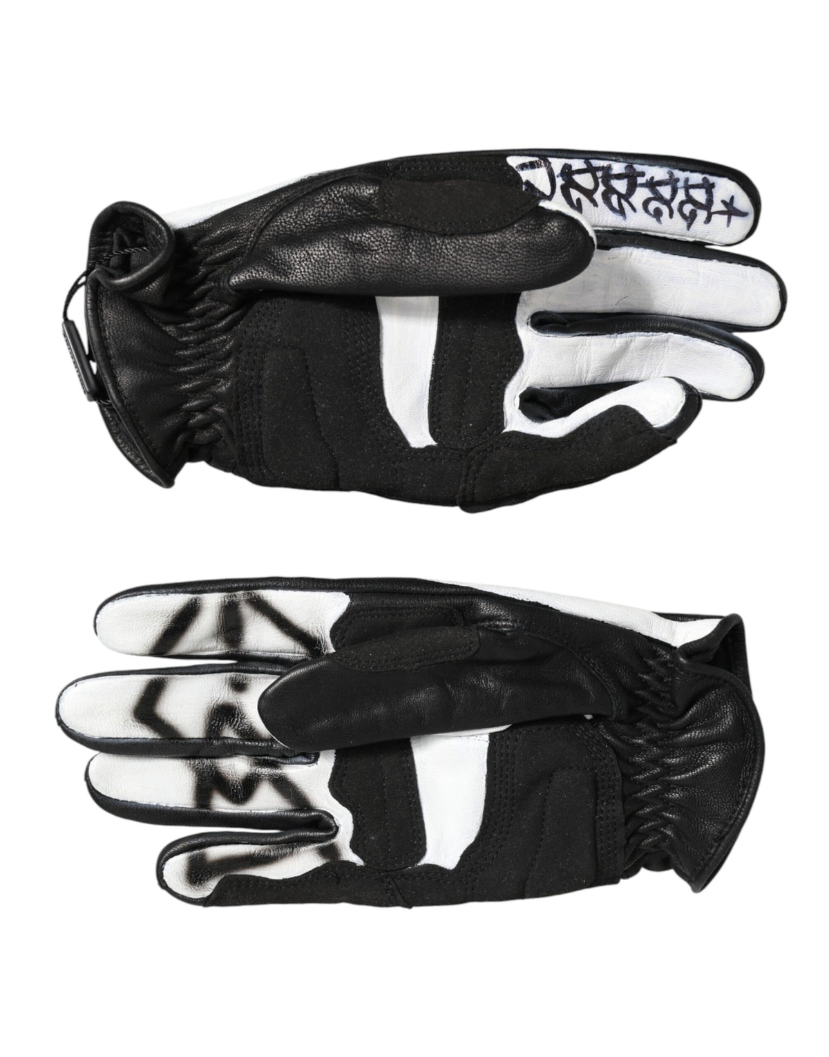 Dolce & Gabbana Gloves Black White Crystal Wrist Length Mitten  Gloves
