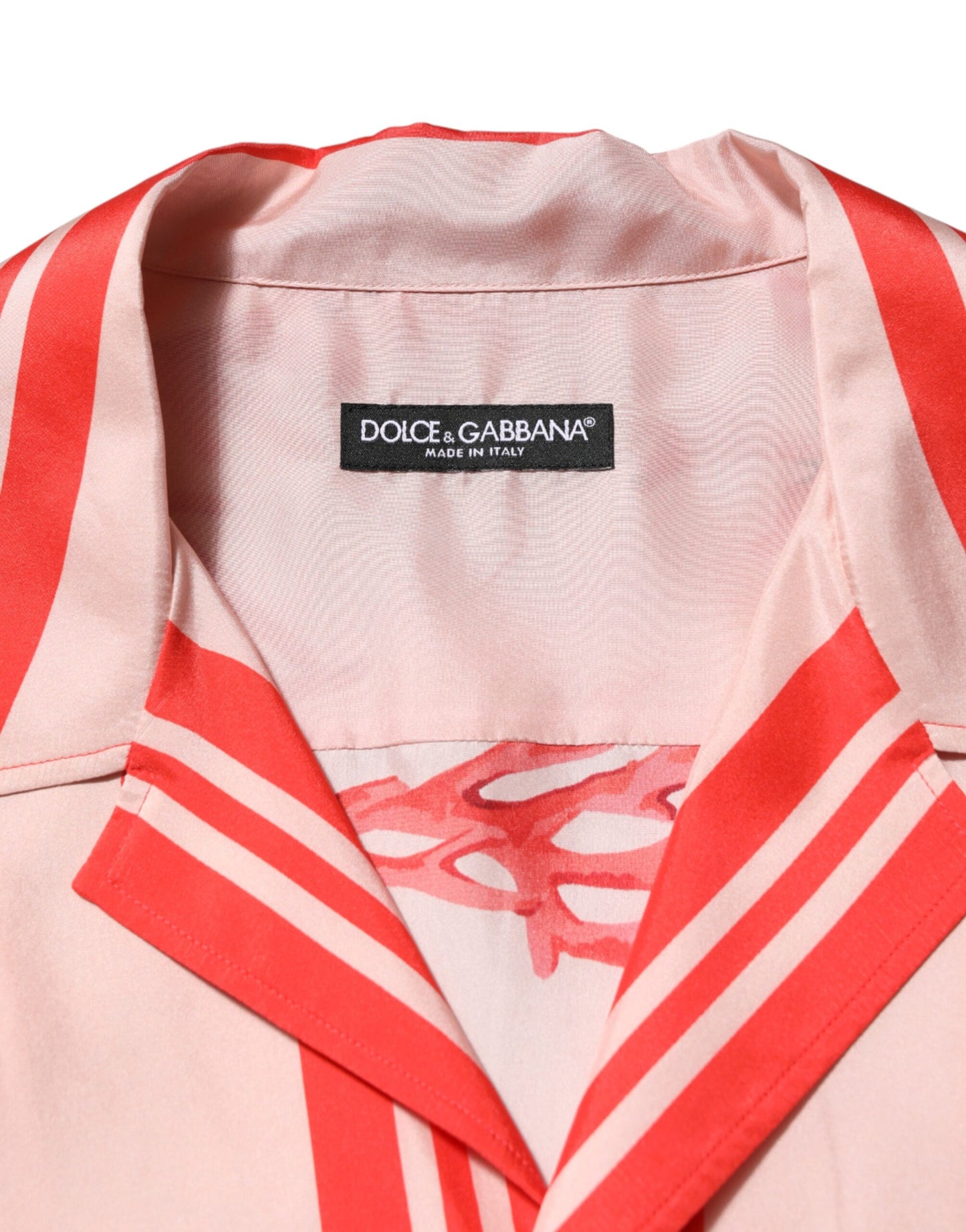 Dolce & Gabbana Shirt Red Corals Short Sleeves Button Down