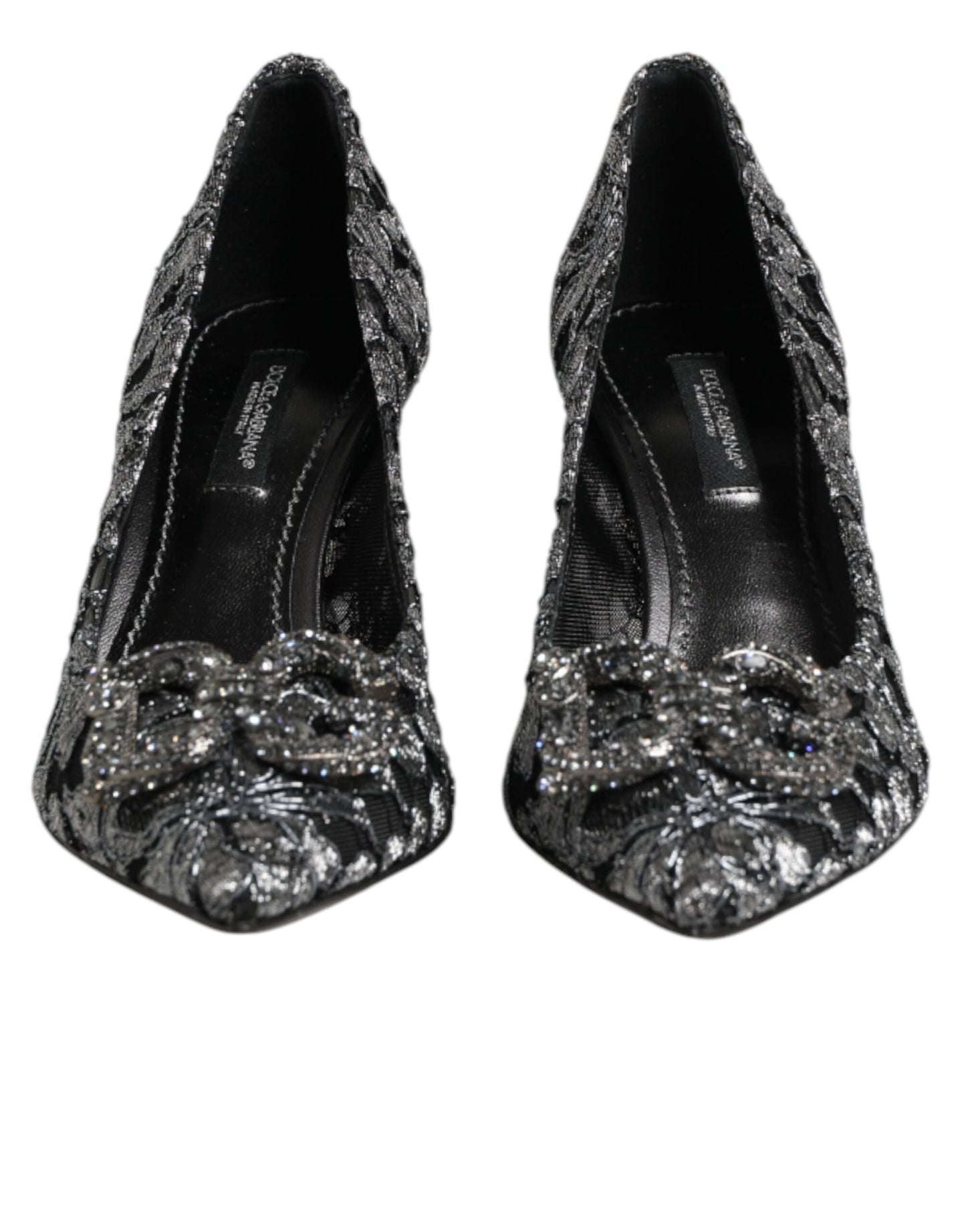 Dolce & Gabbana Silver Lace DG Amore Heels Pumps Shoes