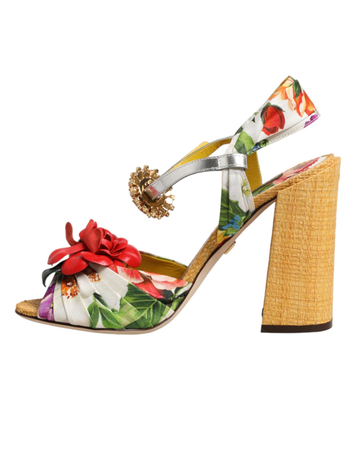 Dolce & Gabbana Multicolor Floral Crystal Embellished Sandals Shoes