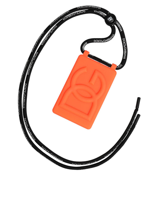 Dolce & Gabbana Holder Neon Orange Rubber DG Embossed Adjustable Badge