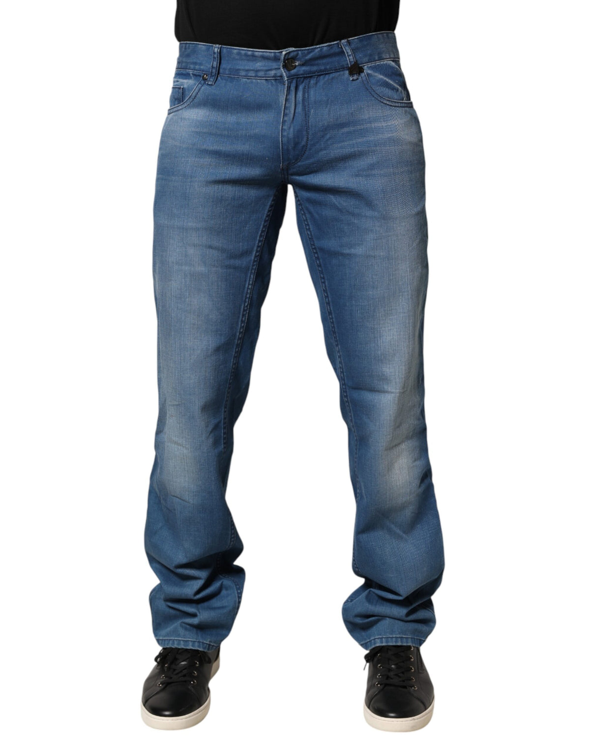 Verri Blue Washed Cotton Regular Fit Men Denim Trouser Jeans