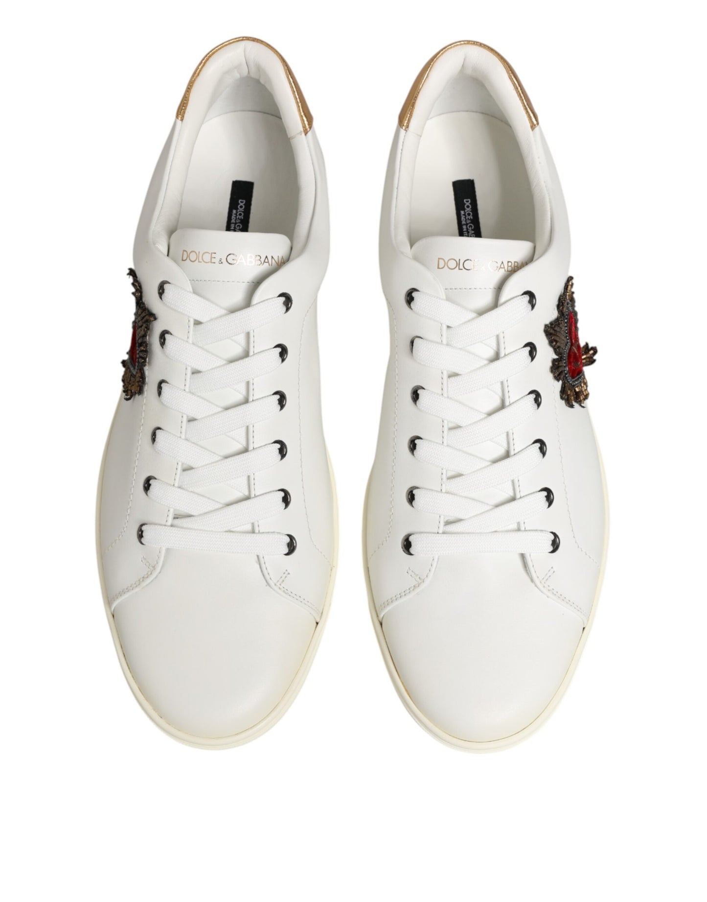 Dolce & Gabbana White Heart Embellished Sneakers Shoes