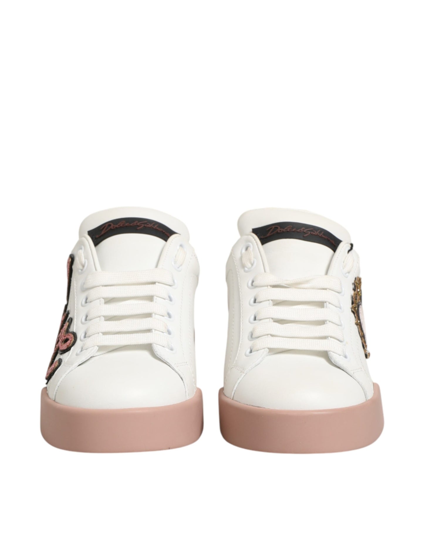 Dolce & Gabbana White Leather Sacred Heart Sneakers Shoes