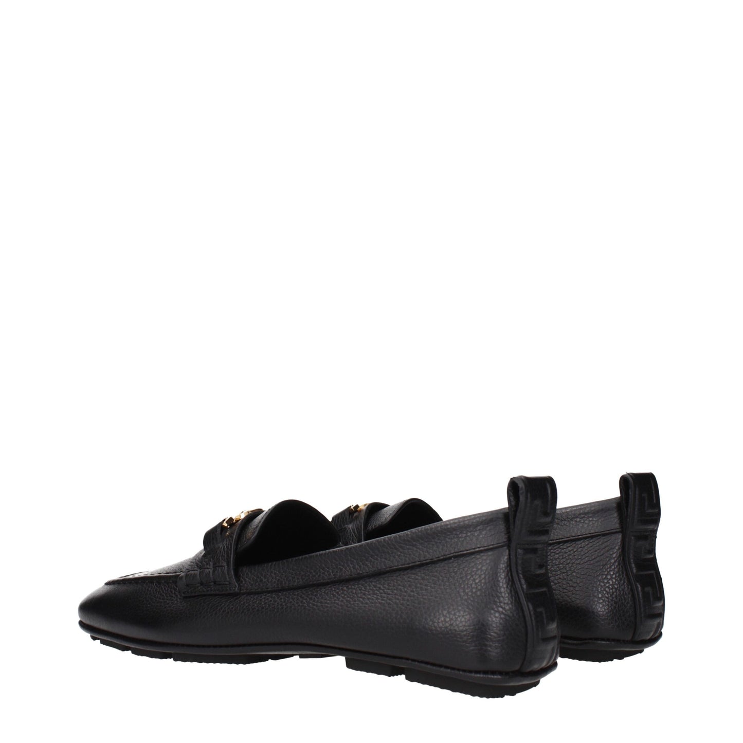 Versace Black Leather Slip-On Loafers