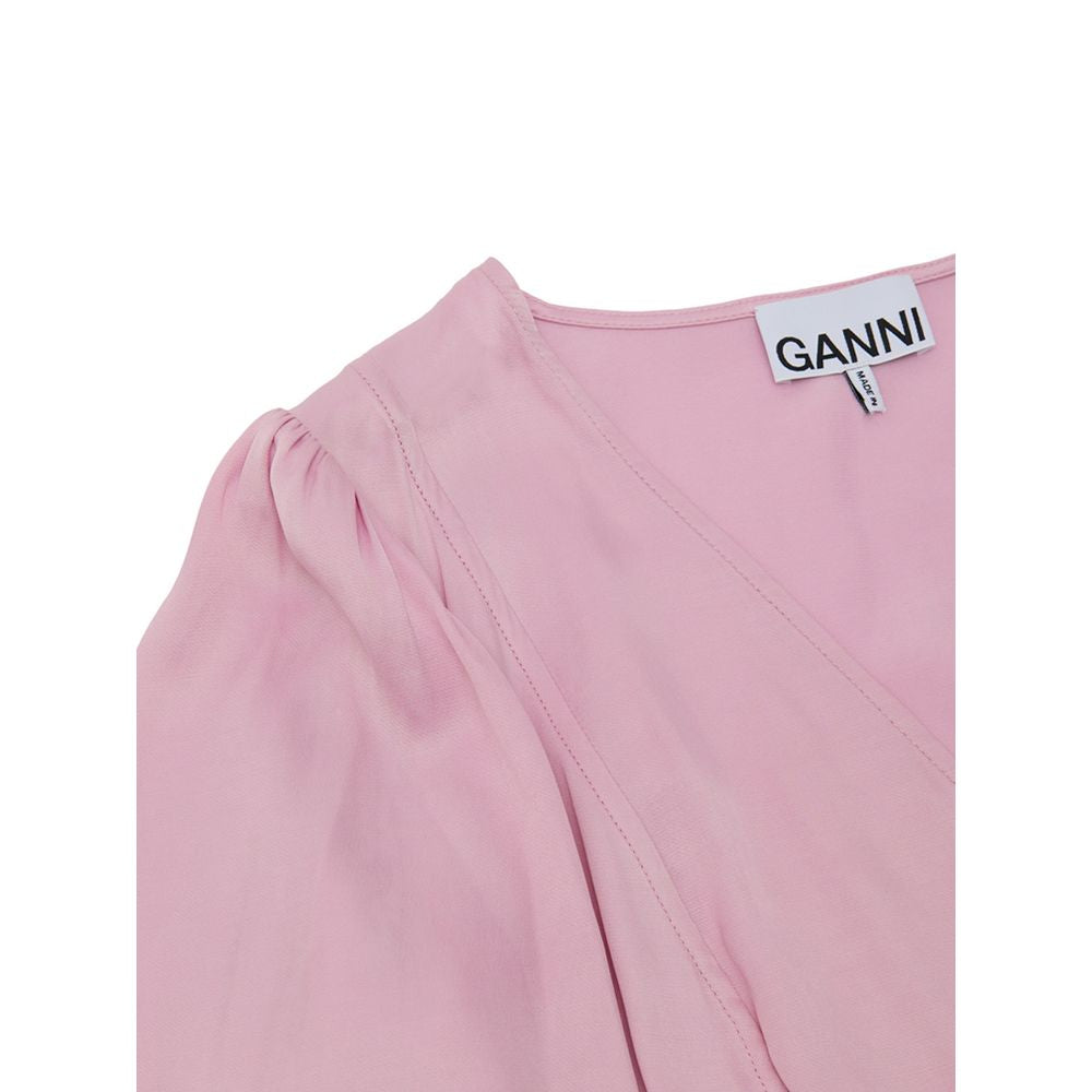 Ganni Pink Satin Tank Tops