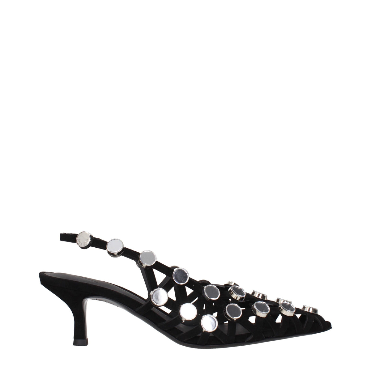 The Attico Black Leather Stiletto Heel Sandals