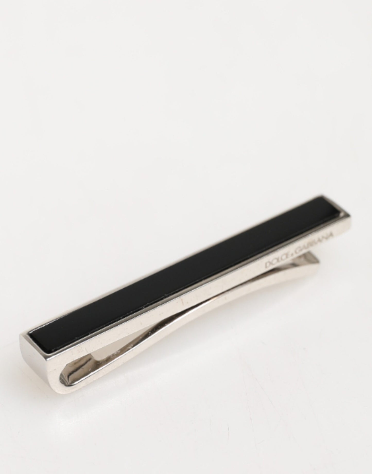 Dolce & Gabbana Silver Tone Brass Logo Branded Men Accessory Tie Clip Bar