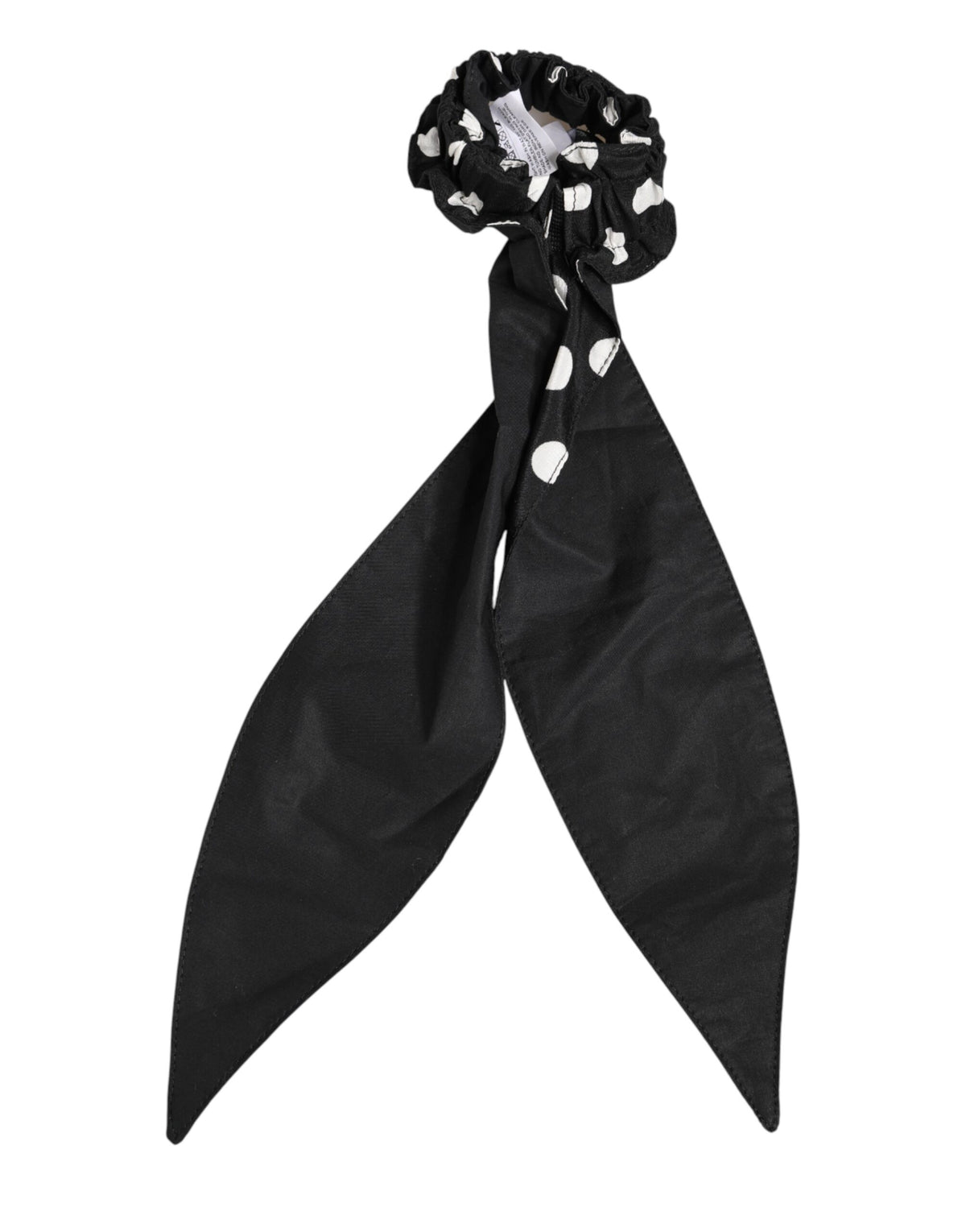 Dolce & Gabbana Black Cotton Polka Dot Scarf Tie Accessory Hair Scrunchie