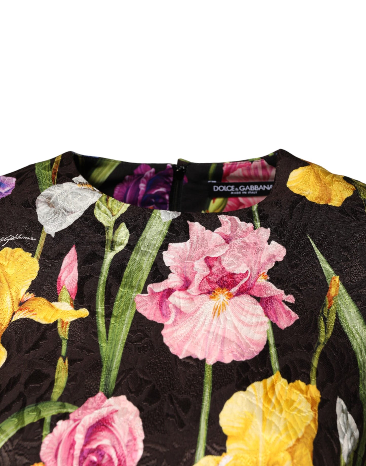 Dolce & Gabbana Black Floral Brocade A-line Mini Dress