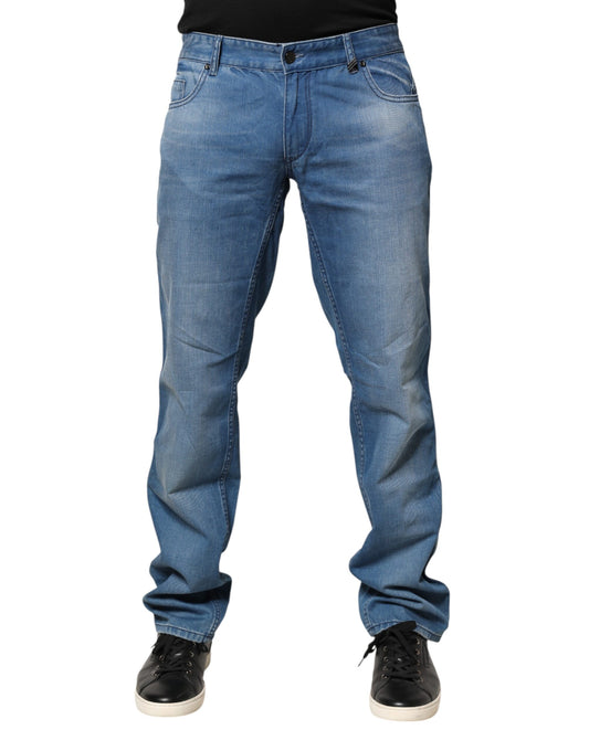 Verri Blue Washed Cotton Skinny Fit Men Denim Trouser Jeans