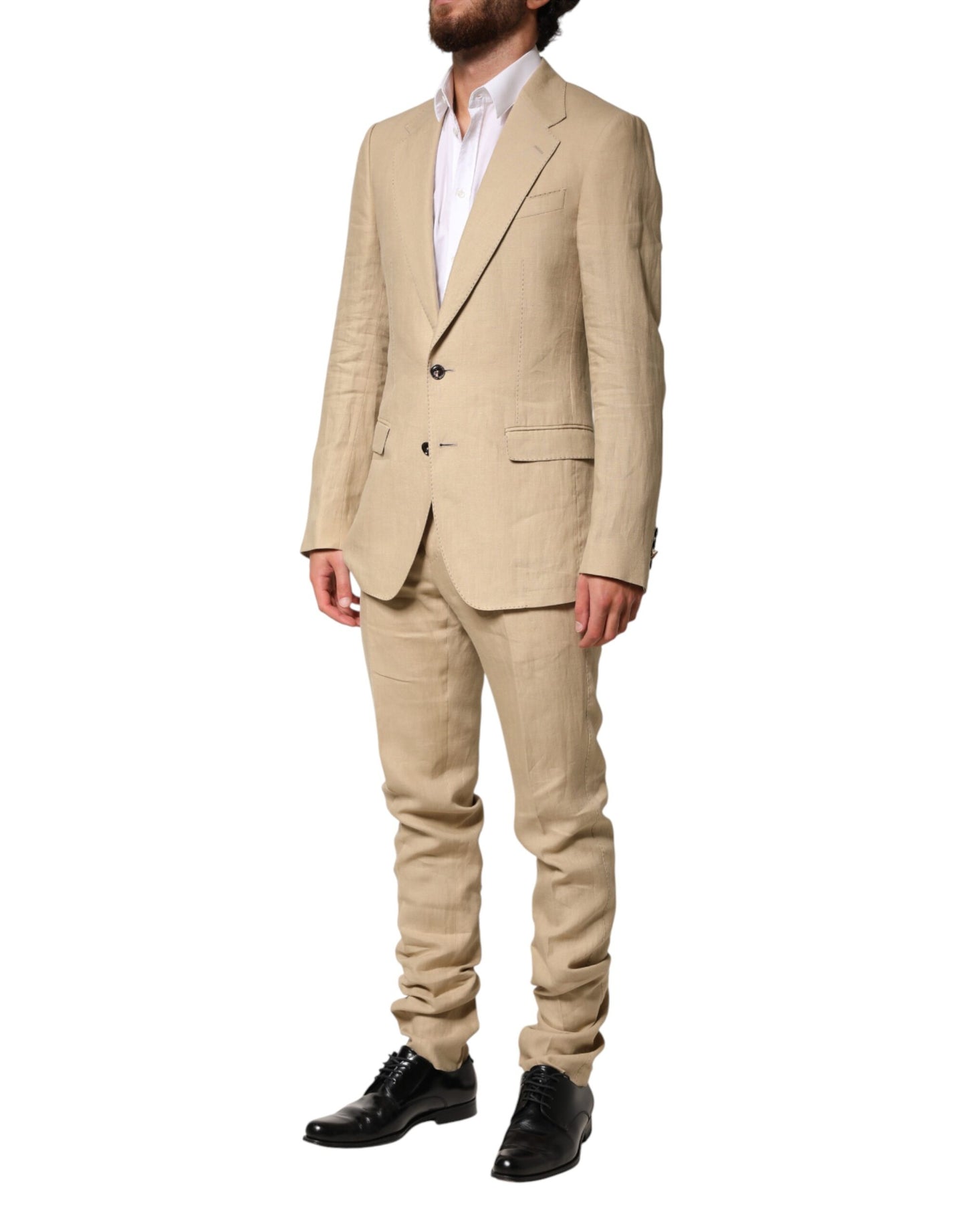 Dolce & Gabbana Beige Linen Single Breasted 2 Piece Suit