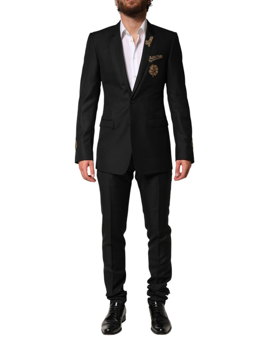 Dolce & Gabbana Black Embellished Single Breasted 2 Pc Suit