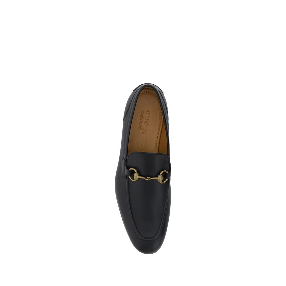 Gucci Black Calf Leather Bos Taurus Slip-On Loafers