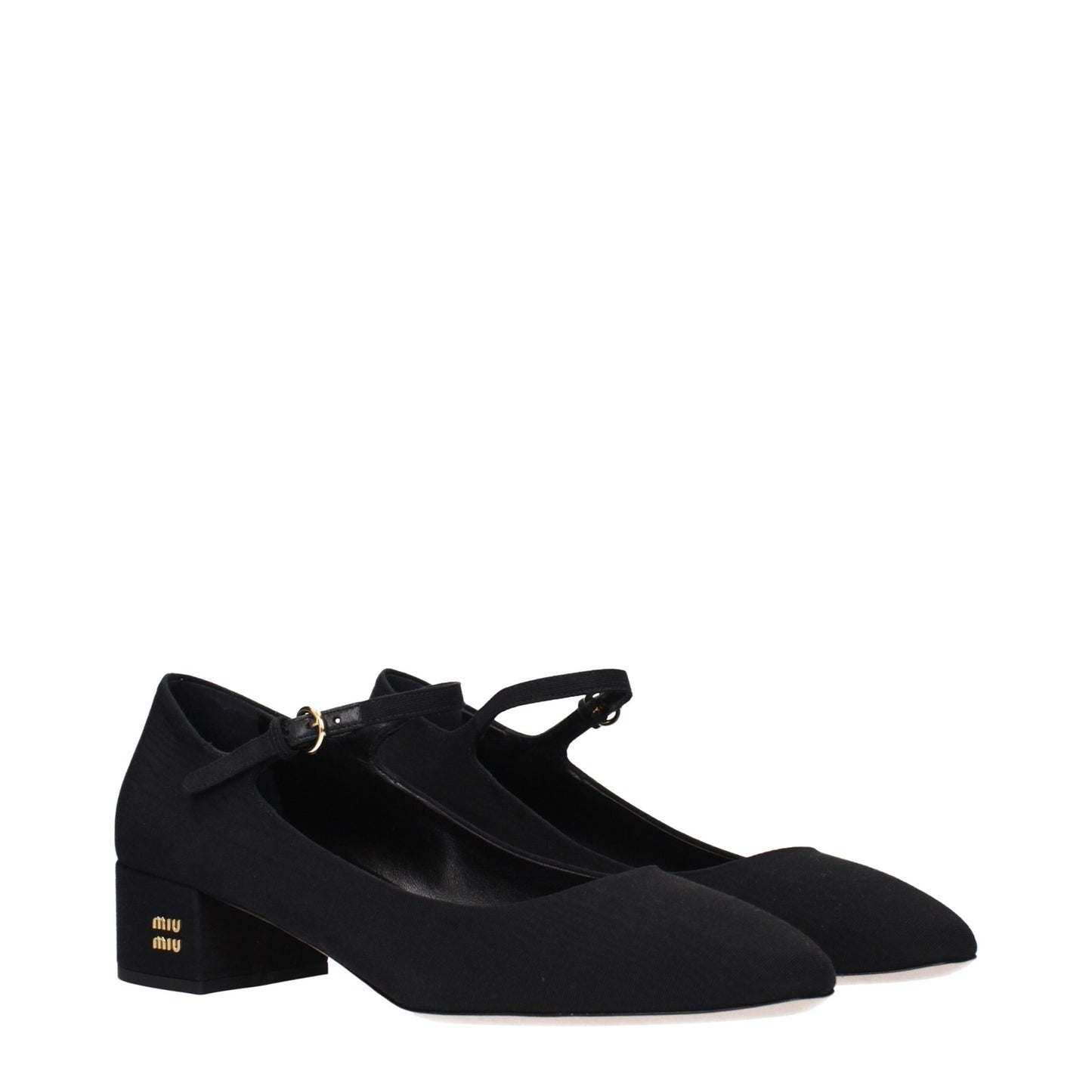 Miu Miu Black Fabric Mid Heel Pumps