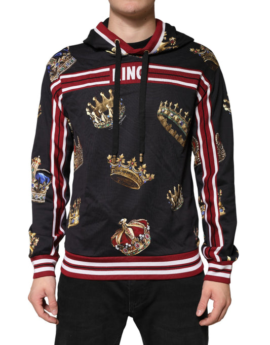Dolce & Gabbana Black King Crown Hooded Sweatshirt Sweater