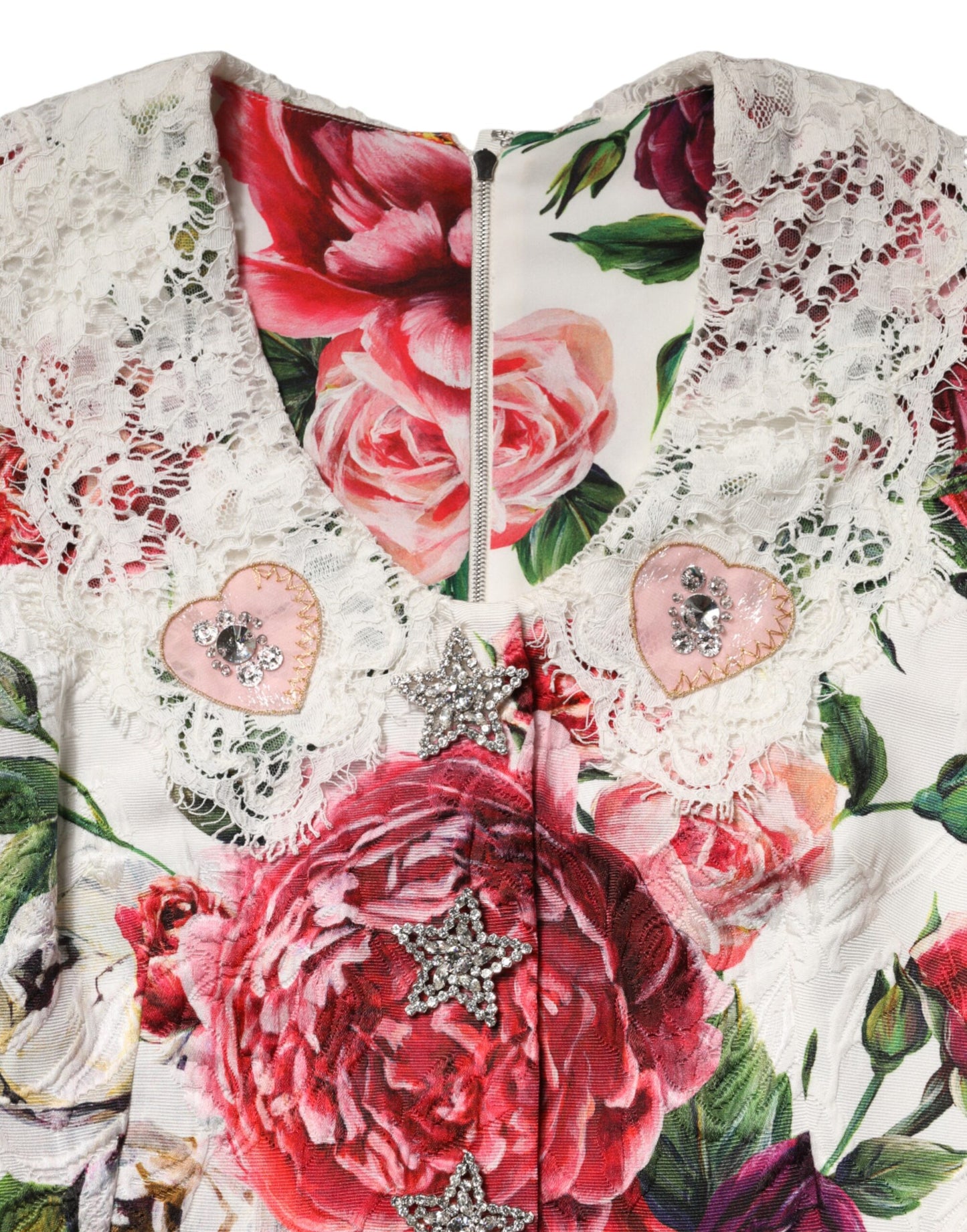 Dolce & Gabbana White Floral Embellished Sheath Mini Dress