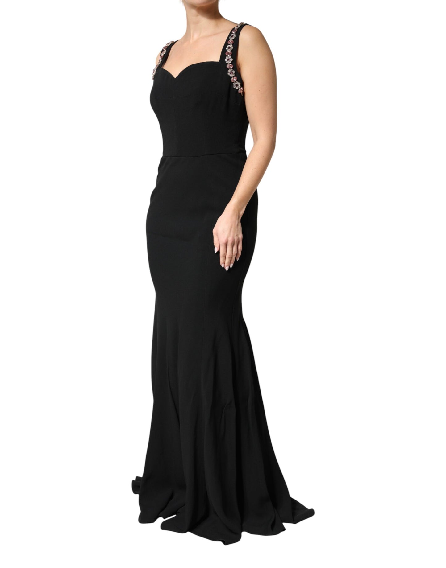 Dolce & Gabbana Black Embellished Bodycon Long Gown Dress