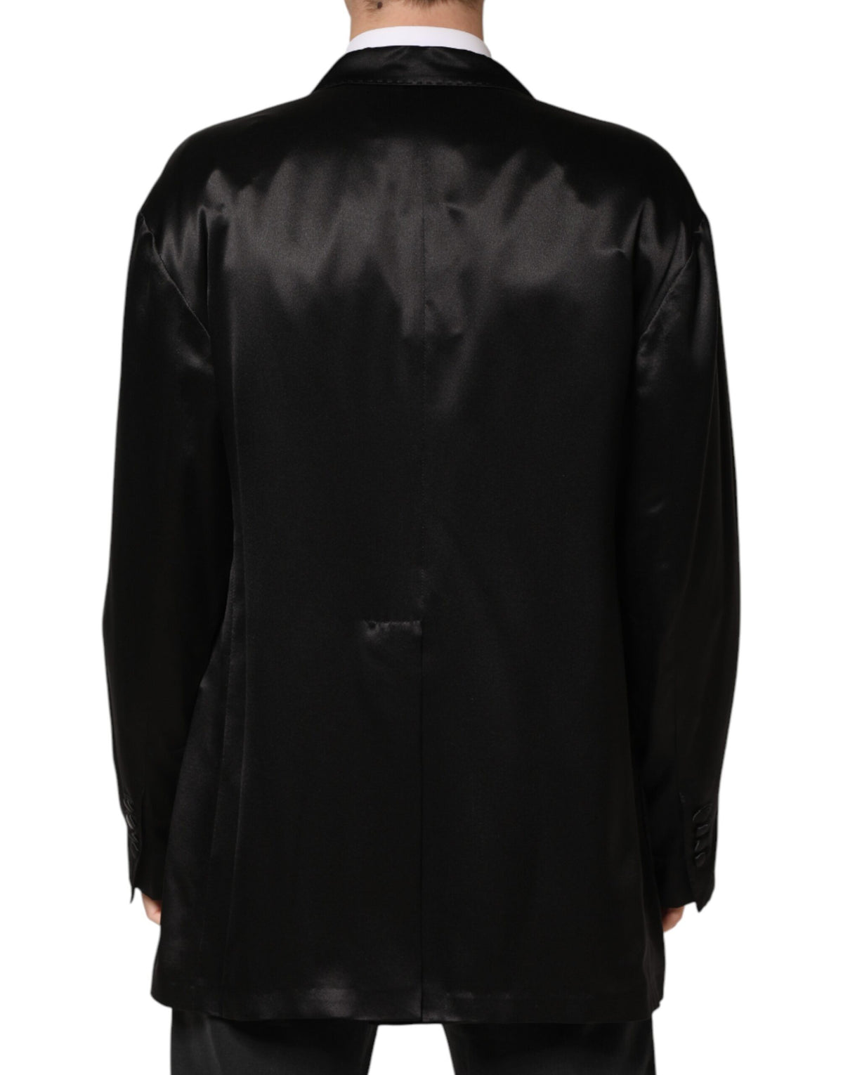 Dolce & Gabbana Black Silk Double Breasted 2 Button Blazer