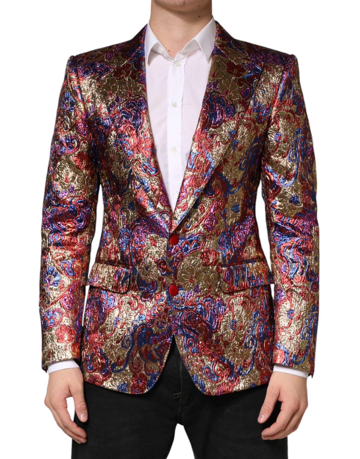 Dolce & Gabbana Multicolor Jacquard Single Breasted Blazer