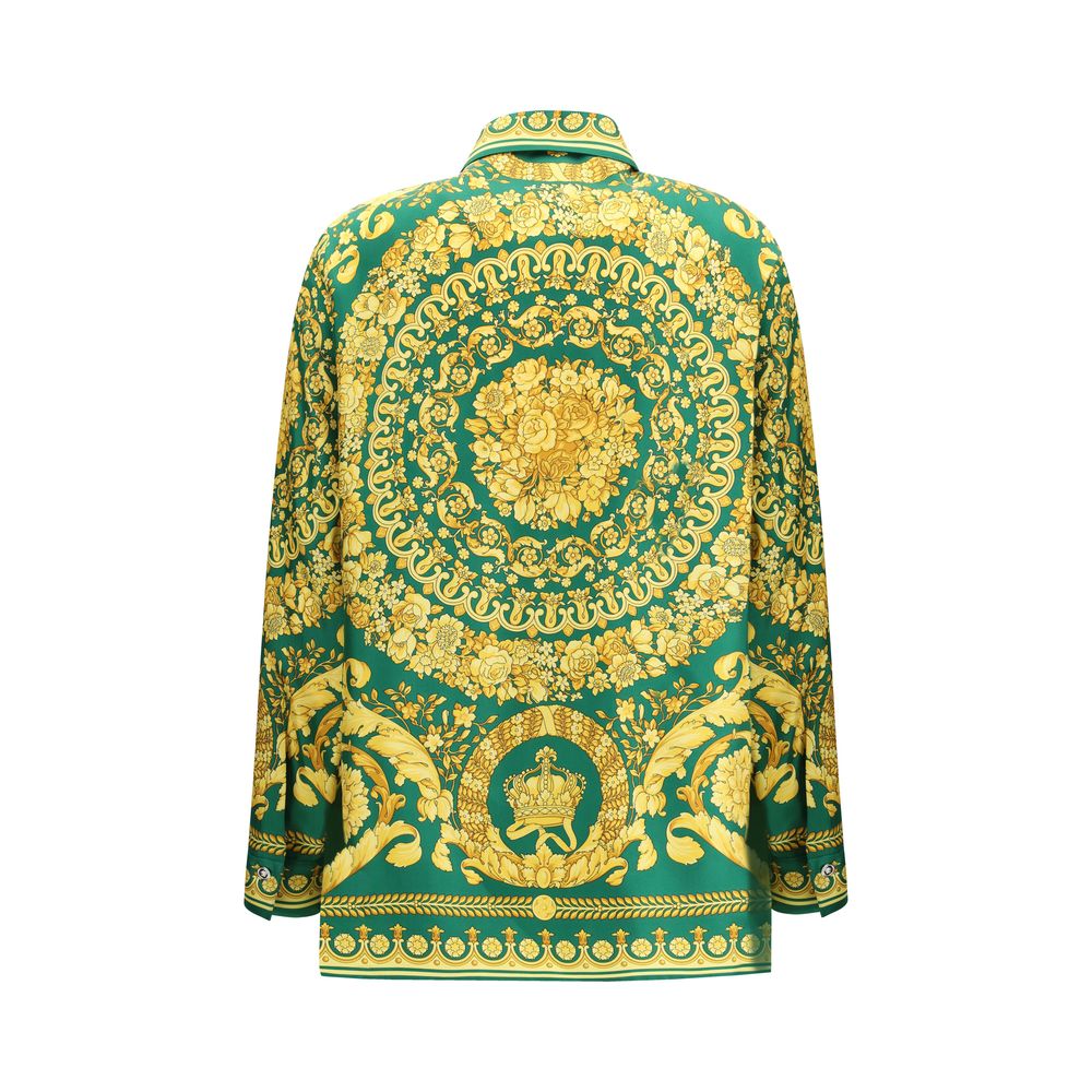 Versace Bicolor Silk Pattern Shirt