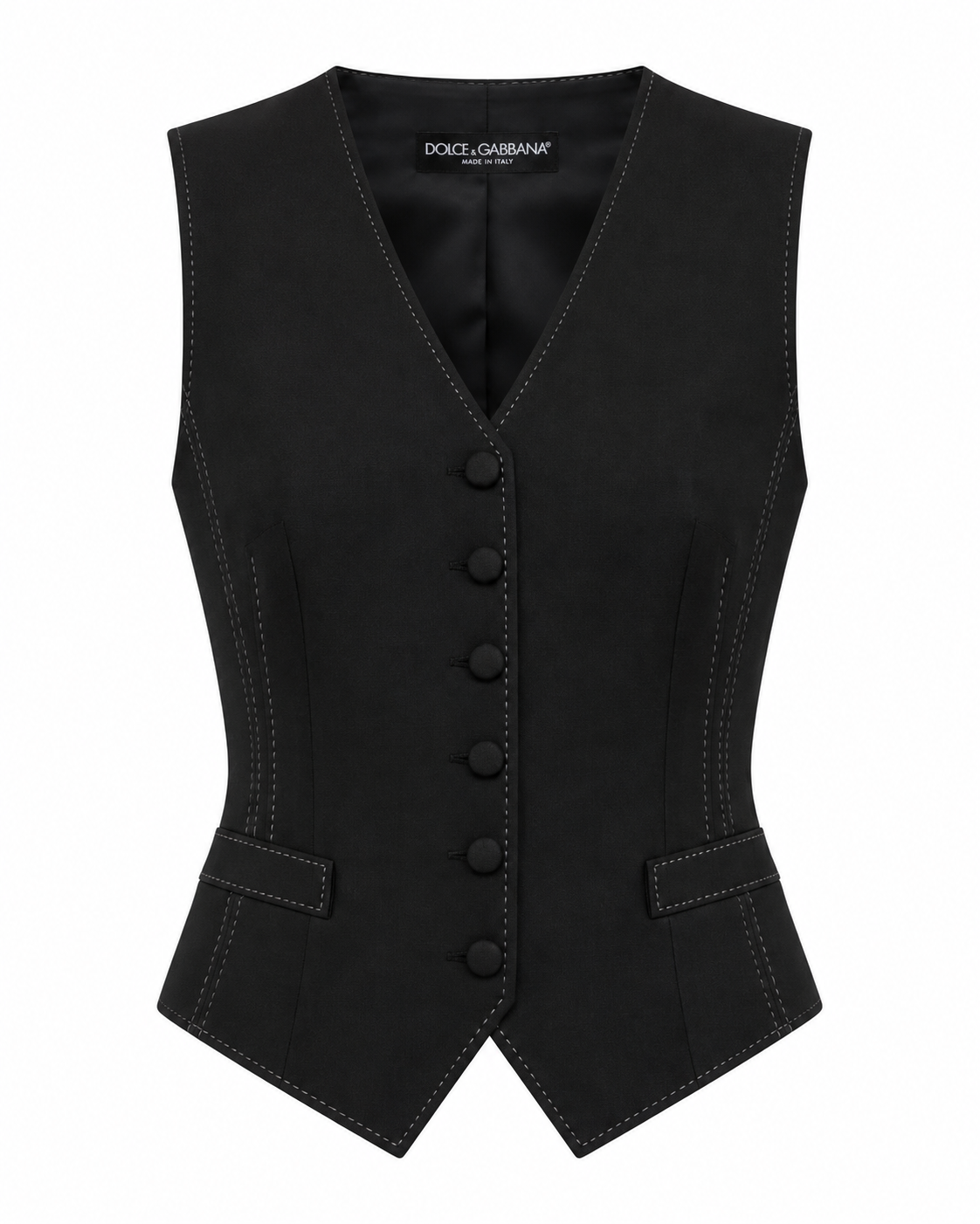 Dolce & Gabbana Black Elastane Waistcoat